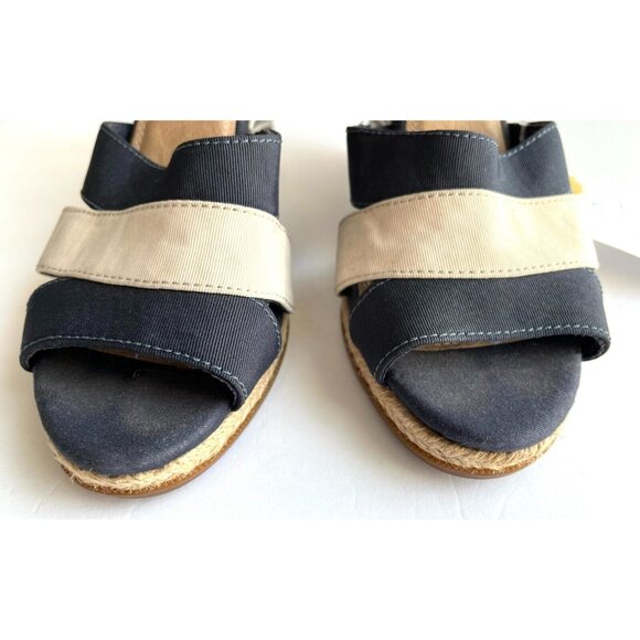 Sperry Top Sider Navy Blue & Tan Striped Wedge Heels, Size 8.5 (US) - Picture 3 of 9